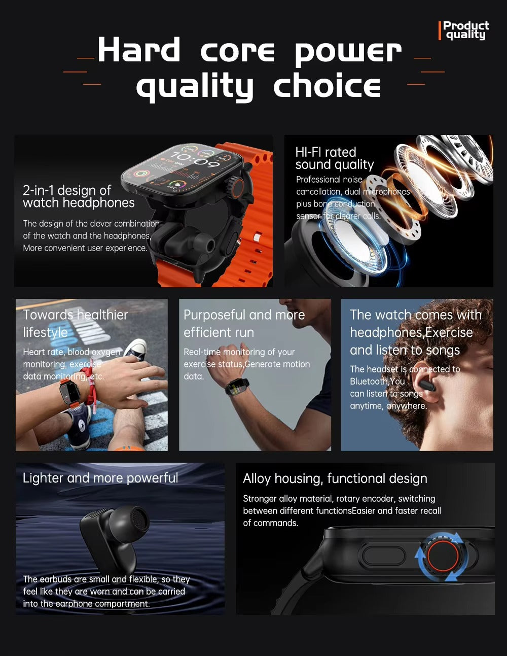 Hepu - 2-in-1 Smart Watch